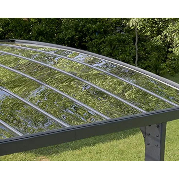 Palram Canopia Arizona Breeze Doppelcarport, grauer Aluminiumrahmen mit transparenten Polycarbonat-Dachplatten, wartungsfrei, 10 Jahre Garantie – Bild 3