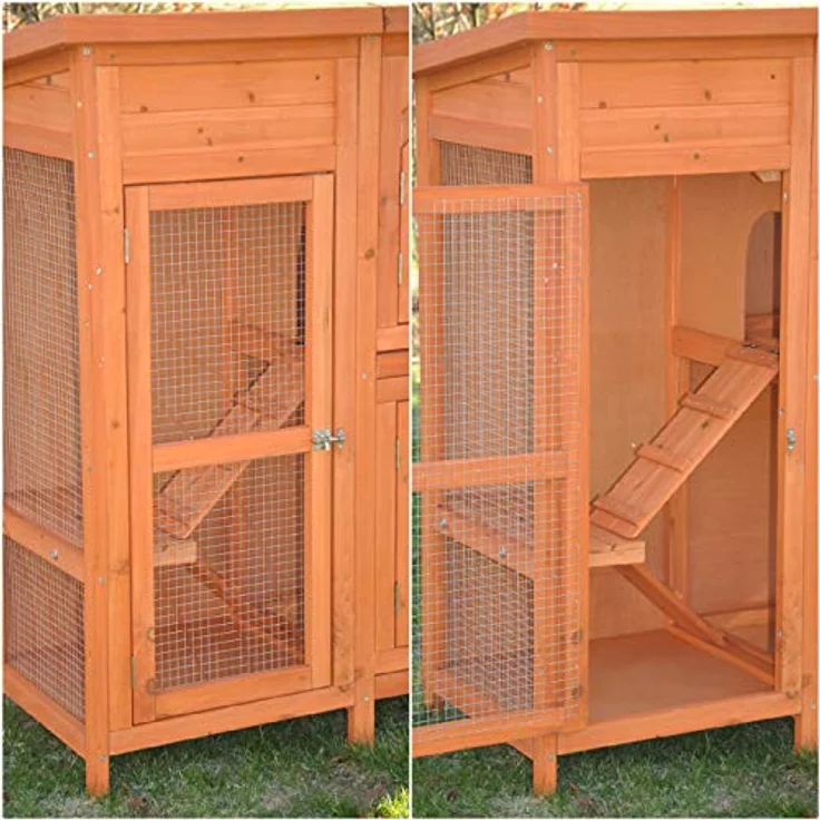 nanook Kaninchenstall Hasenstall XXL Meerschweinchenstall draußen Outdoor für 2 Hasen Volierendraht wetterfest Jumbo 138 x 48 x 109 cm, natur/braun – Bild 5