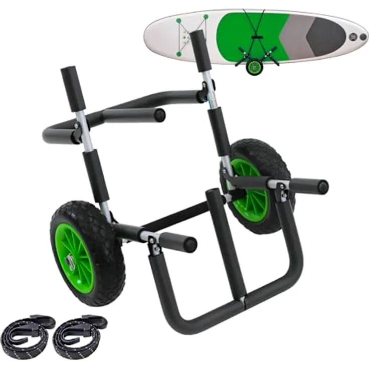 TRUTZHOLM SUP-Transportwagen für 2 SUP's, klappbares Alugestell mit Polsterung, pannensichere Räder, leicht und abnehmbare Räder