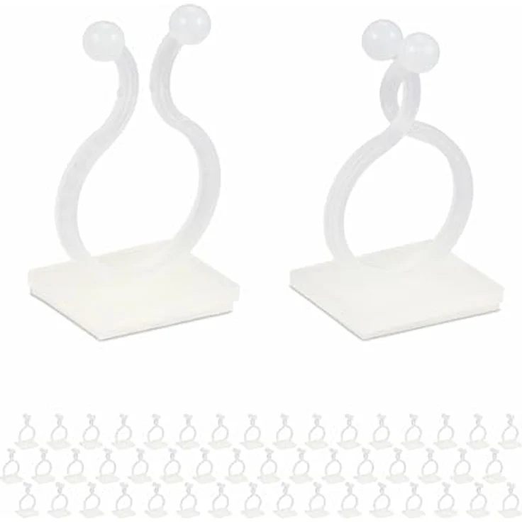 Relaxdays Pflanzenclips, Selbstklebend Kunststoff Weiß, 240er Set zur Unterstützung von rankenden Pflanzen – Bild 1