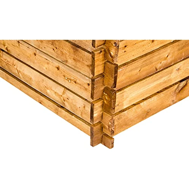 Komposter aus FSC-zertifiziertem Holz, Gartenkomposter braun imprägniert, 100 x 100 x 65 cm, Stecksystem, einfache Montage – Bild 4