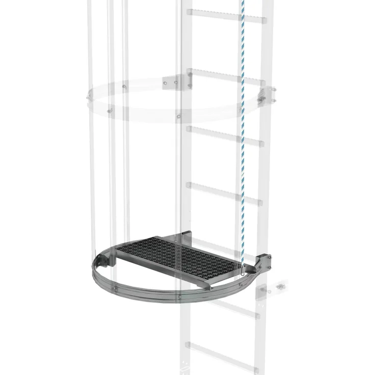 Munk Plattformleiter, klappbar mit Zwischenplattform, 600 x 300 mm, für feste Leitern