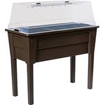 Ondis24 Garten Hochbeet Blumenkübel Victoria für Balkon, Pflanzkasten mit Gewächshaus, Volumen 50 L, Wasserspeicher, Tröpfchenbewässerung, abnehmbare Füße, Outdoor geeignet (Braun)