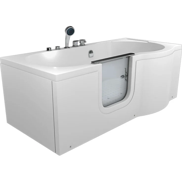 AcquaVapore Seniorenwanne mit Tür, Whirlpool S12-EH-AIR-L, Duschbadewanne 170x85cm mit 12 Luft-Massage-Düsen und Sicherheitsverschluss