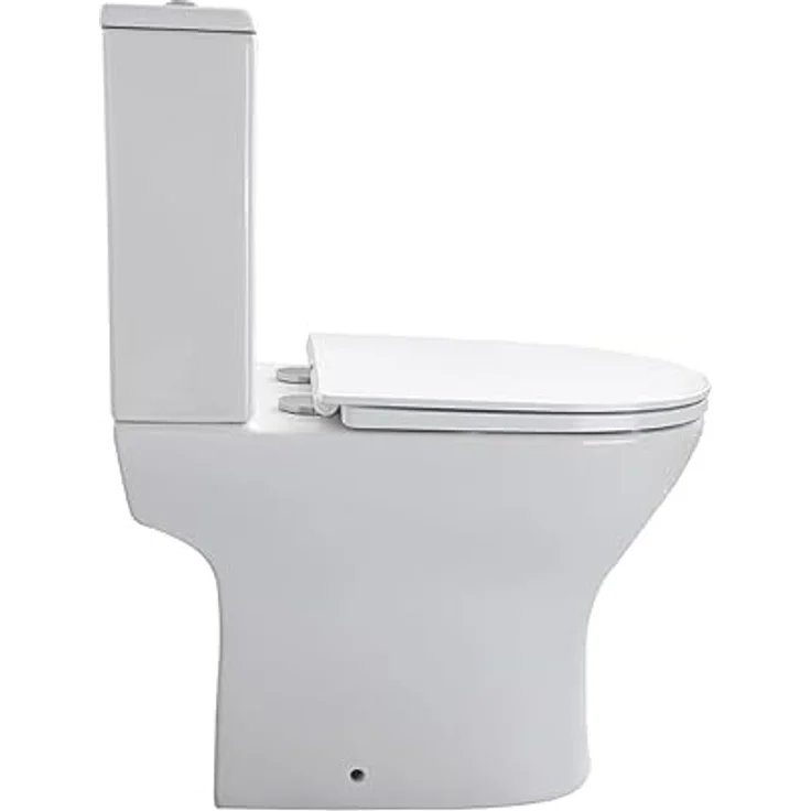 sanicomfort Stand-WC Kombination Paros, spülrandlos mit Soft-Close WC-Sitz und waagerechtem Abgang – Bild 4