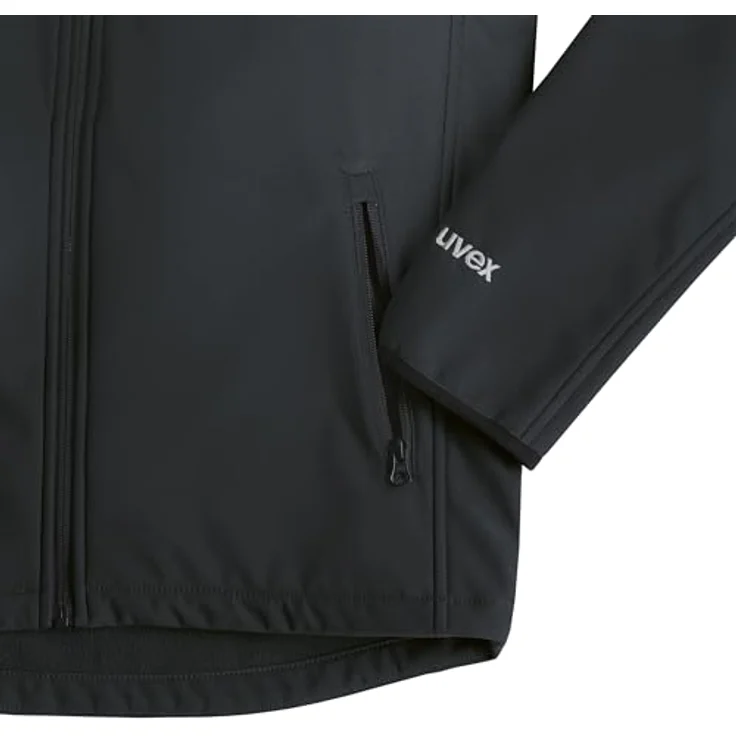 Uvex Safety, Softshelljacke uvex suXXeed craft, Arbeitsjacke mit weitenverstellbarer Kapuze, schwarz/graphit, Größe 3XL – Bild 3