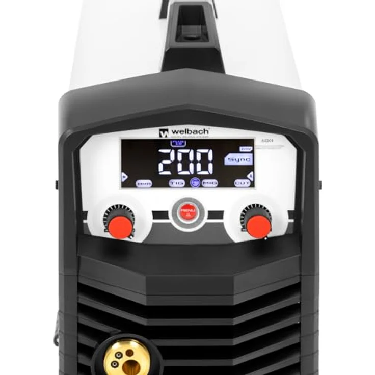 Welbach Elektroschweißgerät TRON TX200, 4-in-1 Kombi-Schweißgerät MIG/MAG WIG Liftarc MMA 200A CUT 50A, mit digitalem Display – Bild 3