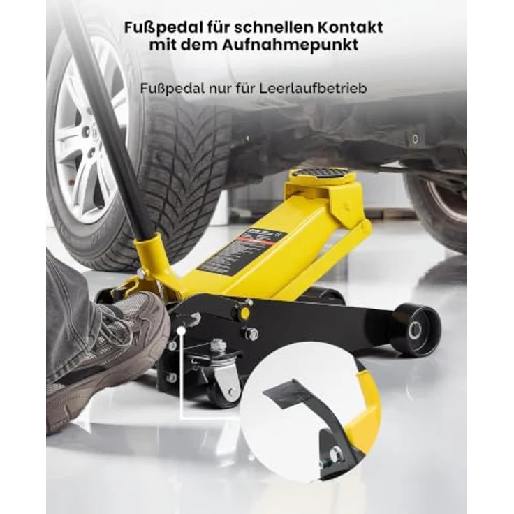 VEVOR Hydraulischer Rangierwagenheber 3 t Tragkraft, Flacher Wagenheber mit Einkolben-Schnellhubpumpe & Fußpedal, Hubbereich 13 bis 50 cm, ideal für SUVs und Pickups – Bild 2