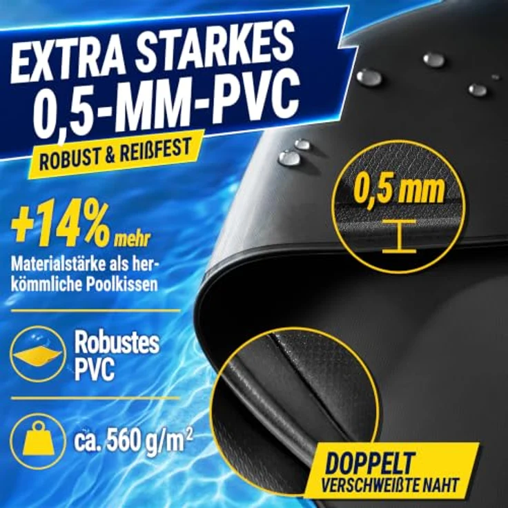 tillvex® Poolkissen Winter XXL Ø 4 m, frost- & chlorbeständig bis -20°C, mit 12m Seil & Reparaturkit, inkl. Schraubventil für Poolabdeckung – Bild 5