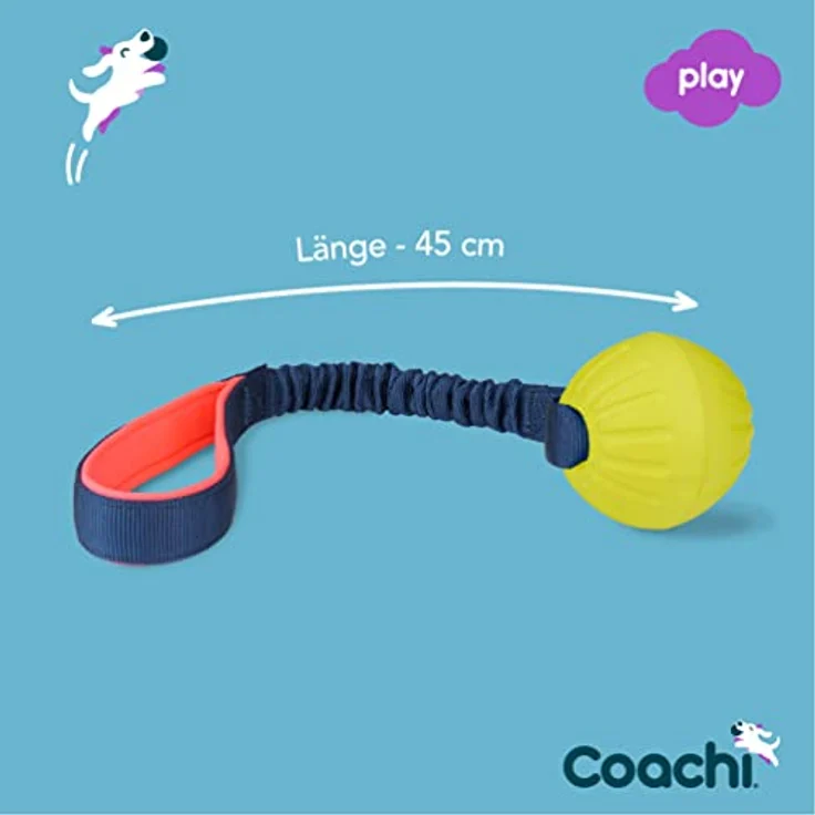 Company of Animals Coachi Tuggi Ball, Robustes Tierspielzeug mit dehnbarem Bungee-Griff, leicht und sicher, ideal für Belohnungstraining und Agility, für alle Hunde und Welpen – Bild 4