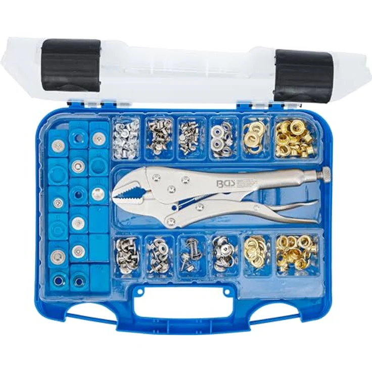 BGS TECHNIC sen-Druckknopf-Sortiment 275-tlg., inklusive Gripzange und 18 auswechselbaren Öseneindruckvorrichtungen in Kunststoff-Sichtkassette – Bild 5