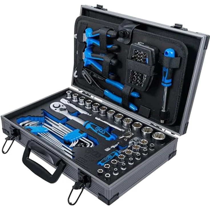 BGS TECHNIC Universal-Werkzeugkoffer 85-tlg., stabiler Hartschalenkoffer mit Chrom-Vanadium Werkzeugen und schmutzabweisender MDF-Beschichtung – Bild 5