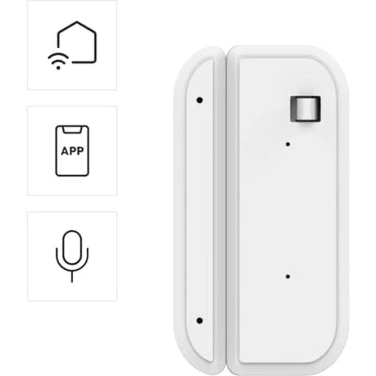 Hama WiFi Tür-Fenster-Kontakt (ohne Hub, Fenster--Tür-Sensor mit Magnetkontakt, Alarm-Benachrichtigung aufs Handy, 2,4GHz, App, Batterie-Betrieb) WLAN Fensteralarm-Türalarm – Bild 2