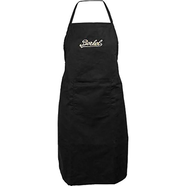 Berkel Schürze, schwarze Kochschürze aus reiner Baumwolle mit goldfarbener Logostickerei