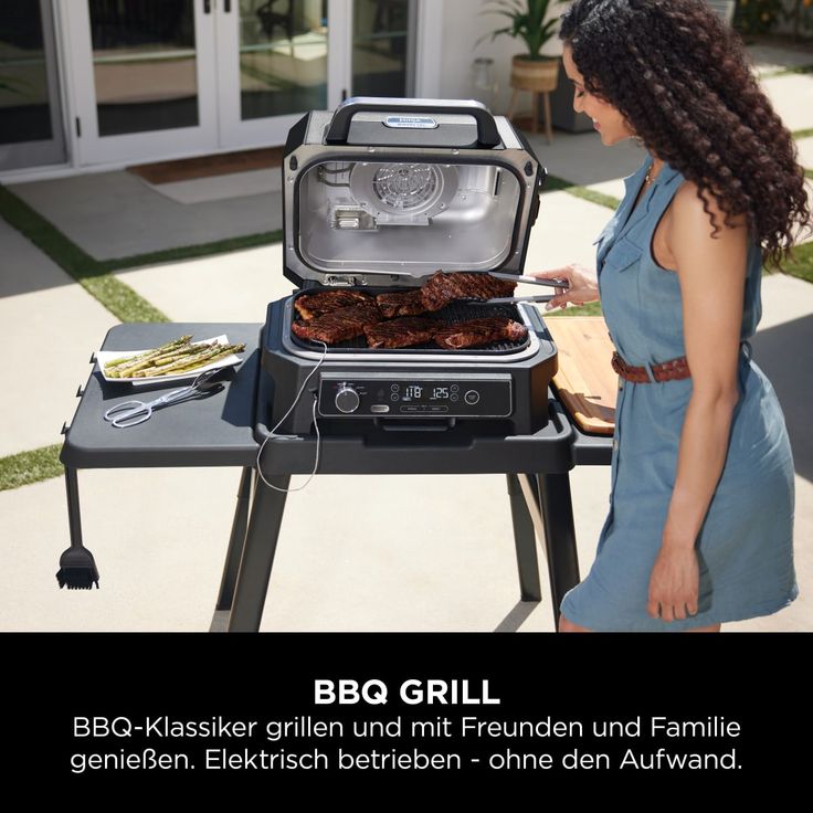 Ninja Woodfire Pro XL Elektrogrill, großer 4-in-1-Außengrill mit Smoker-&Heißluftfritteuse mit Smart Cook-System und integriertem Thermometer,Holzfeuer-Pellets,wetterfest, tragbar,Grau/Schwarz OG850EU – Bild 2