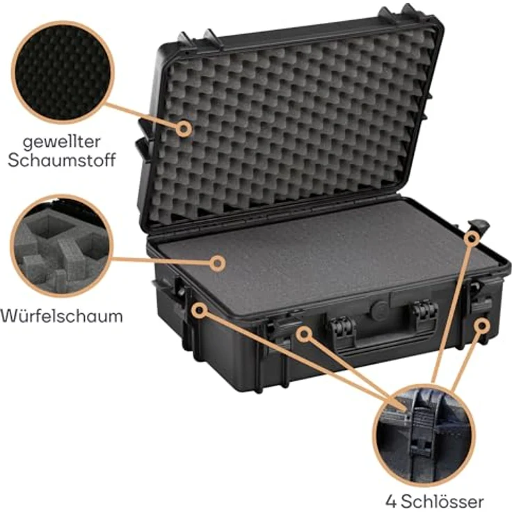 Perel Werkzeugkoffer, Outdoor Koffer 555, wasserdichtes und robustes Gehäuse mit Schaumstoffeinsätzen – Bild 5