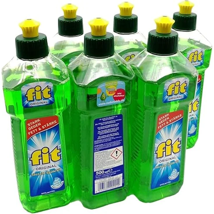 fit Original Geschirrspülmittel, Aktiv-Formel gegen Fett und Stärke, dermatologisch getestet, vegan, ohne Mikroplastik – Bild 2