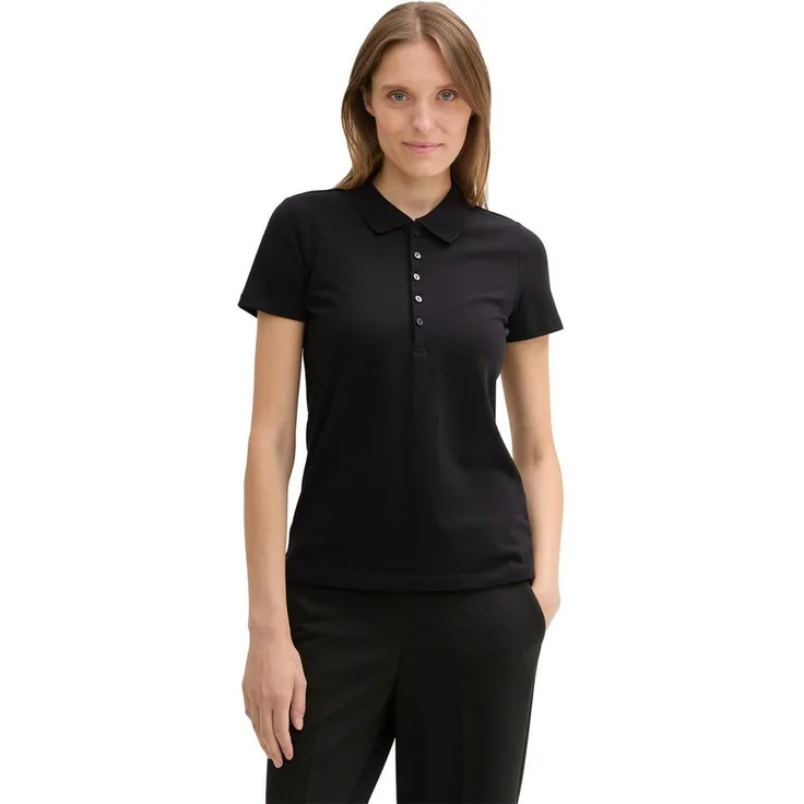 TOM TAILOR Poloshirt, Damen-Shirt mit Stretch-Qualität, Navy Blue