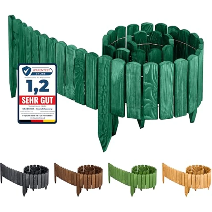 Garronda Rasenkante Beeteinfassung Holz Rollzaun Flexibler Rollborder, 2m Länge, imprägniert, wetterbeständig – Bild 1