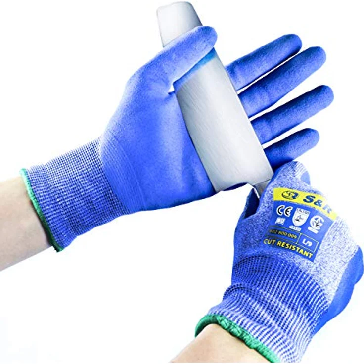 S&R Arbeitshandschuhe mit Nitril-Beschichtung – Schnittfest, rutschfest für Montage, Lagerarbeit, KFZ - blau – Bild 1