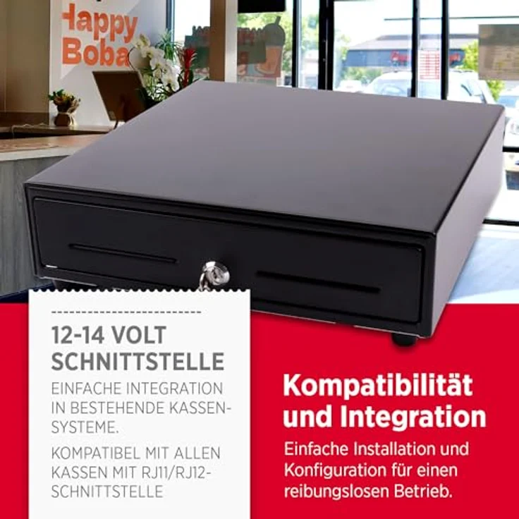OLYMPIA OFFICE Geldkassette SD 330A, Metall Kassenschublade mit 8 Münzfächern und 4 Scheinfächern, schwarz – Bild 3