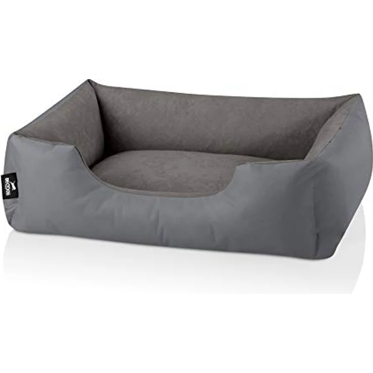BedDog Hundebett ZARA mit Rand, Bezug abnehmbar, körperunterstützend, pflegeleicht, 70x55 cm - Grau – Bild 2