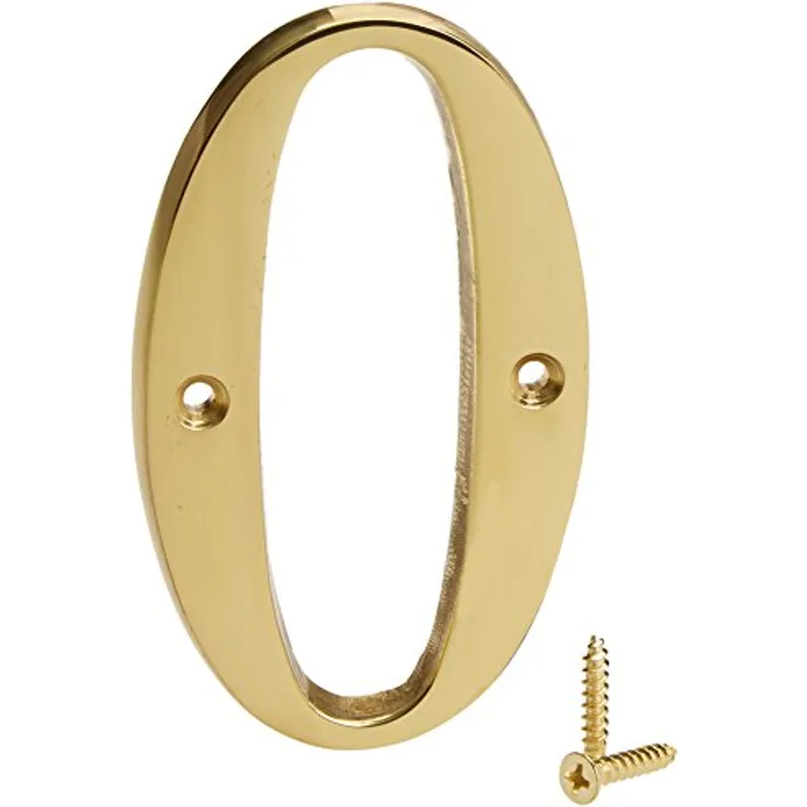 Amig Nummer 0, poliertes Messing, für Innen- und Außenbereich, 100 mm, für Torten, Wände oder Fassaden, goldfarben