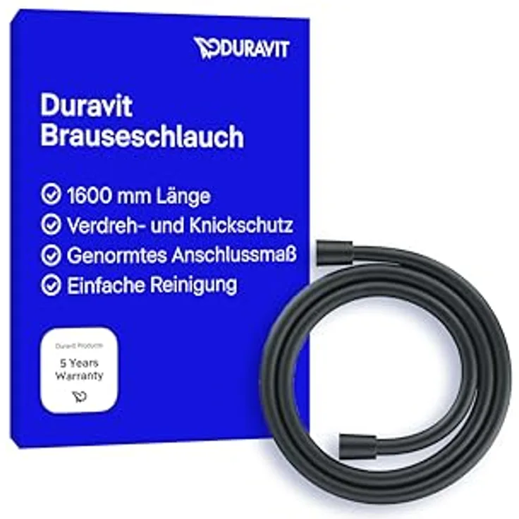 Duravit Brauseschlauch für Duschkopf, Schwarz, 1600 mm, passend zu Duravit Armaturenlinien