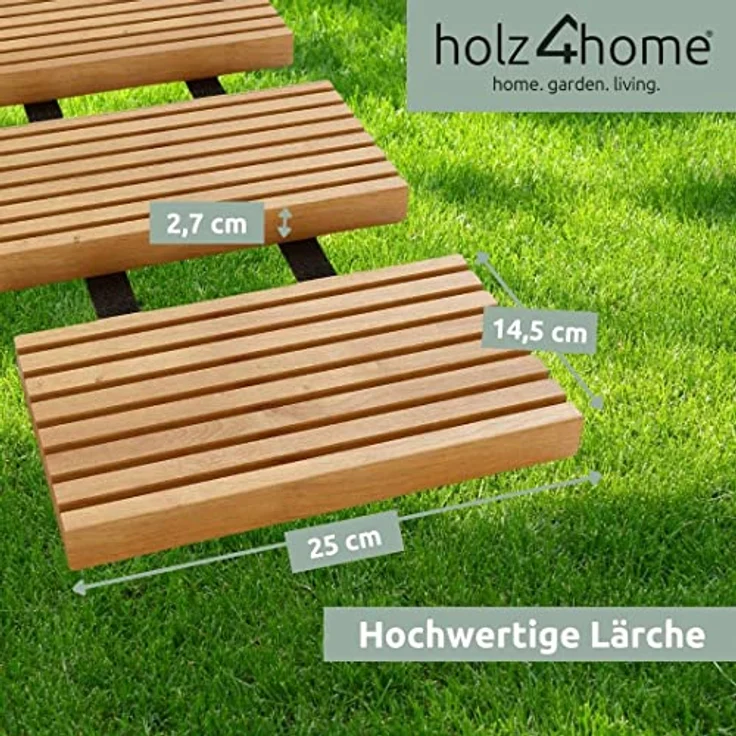 holz4home Rollweg Aus Lärche 25 cm | Witterungsbeständig, schnell trocknend und Stabil | Rutschfeste Oberfläche durch Riffelung – Bild 2