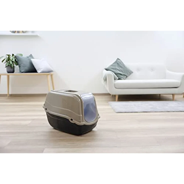 Kerbl Pet Katzentoilette Emma Eco braun/schwarz, 57x39x41 cm - Umweltschonend aus 100% recyceltem Kunststoff, inkl. Tür und Geruchsfilter – Bild 2