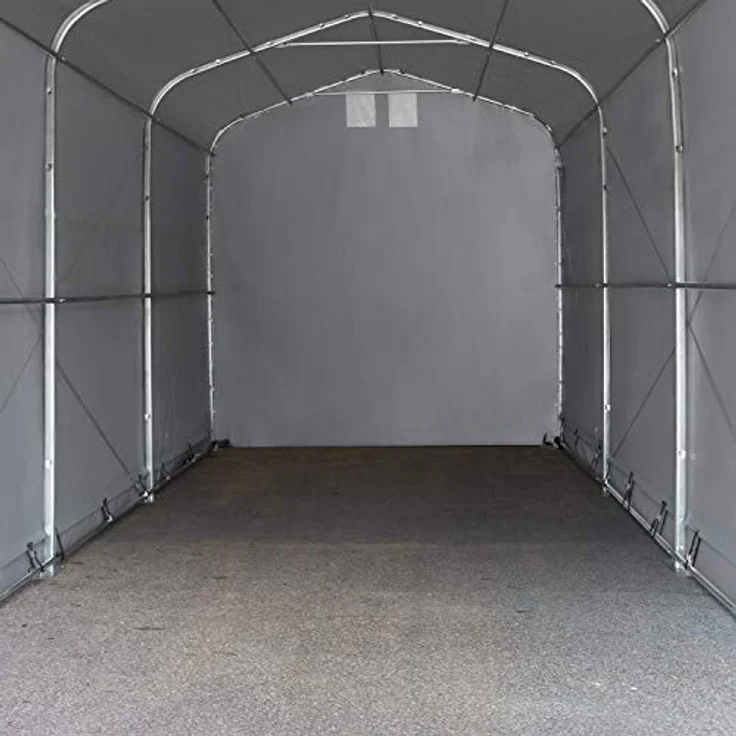 TOOLPORT Wikinger Zeltgarage 5x8 m, stabile Lagerzelt Carport mit 4,1x2,5 m Torgröße für Boote, Wohnmobile und Traktoren, grau – Bild 4