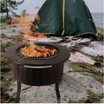 BIGTREE Feuerschale 3 in 1 mit Funkenschutz Grillrost, BBQ - Langlebige Konstruktion aus Stahl, tragbar und inklusive Zubehör