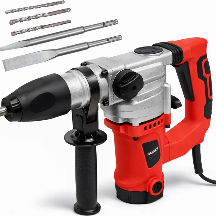 VERTEX SDS+-Bohrhammer VNP1150, 1150 W Quermotor, für Betonbohren und -meißeln, Set mit Bohrern und Meißeln