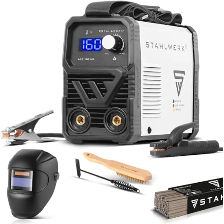 STAHLWERK ARC 160 MD - DC Schweißgerät, 160 Ampere Vollausstattung für MMA und WIG, inkl. Schutzhülle und Schweißhelm ST-450R – Bild 1