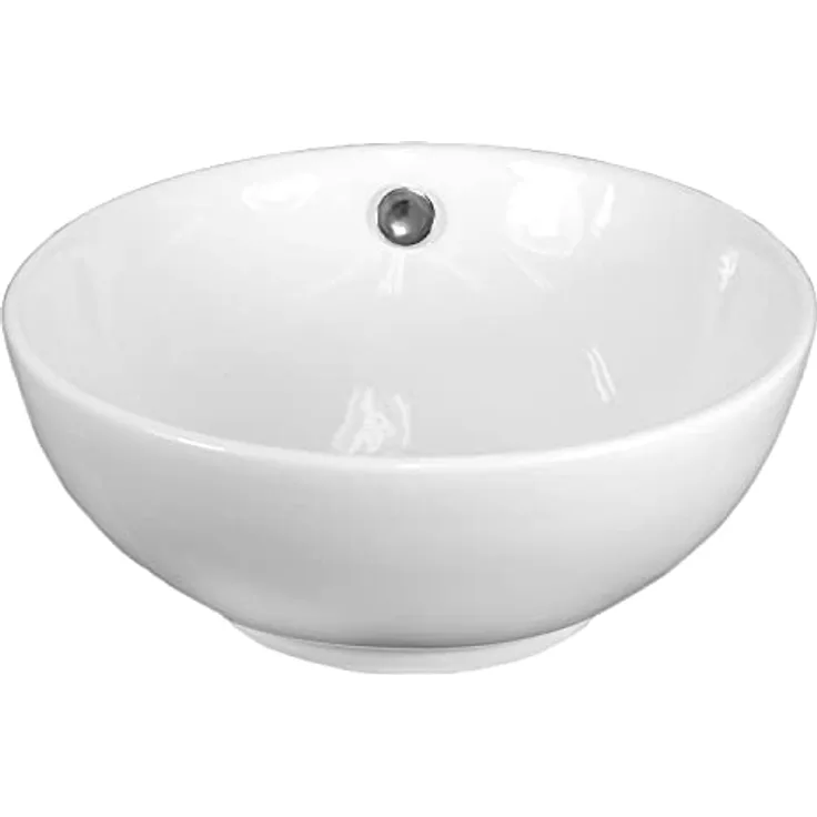NEG Waschbecken Uno66A (rund) Aufsatz-Waschschale/Waschtisch (weiß) mit hohem Rand und Nano-Beschichtung