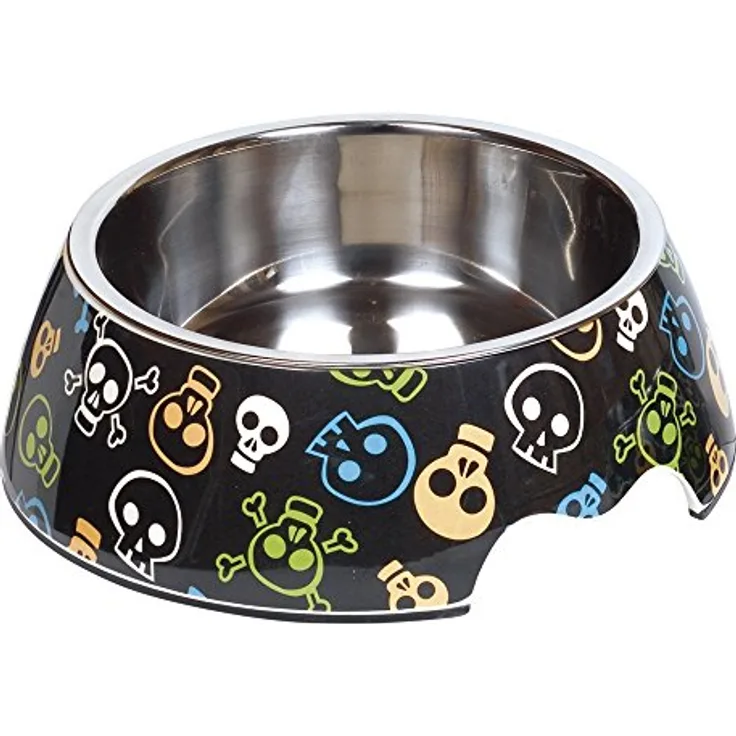 Nobby Melamin Napf "Skull" L: 22 x 7,5 cm, 700 ml, gelb