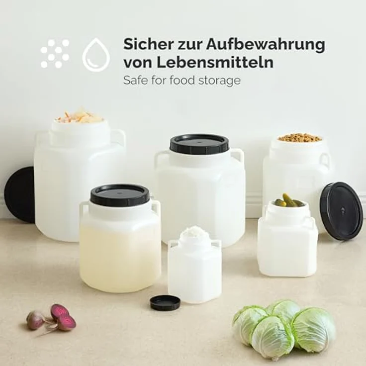 Garronda GD-0088, 5L BPA-freies quadratisches Plastikfass mit Deckel, weiß, luftdicht und lebensmittelecht – Bild 6