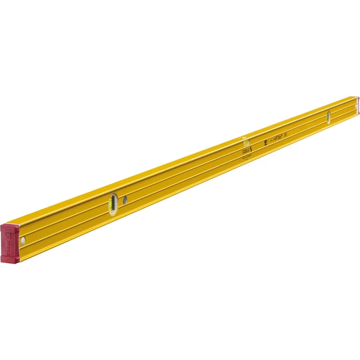STABILA Magnet-Wasserwaage Type 96-2 M, 200 cm, extrasteifes Alu-Profil, extrastarke Seltenerd-Magnete, 1 Horizontal-/2 Vertikal-Libellen, stoßdämpfende Endkappen, Rutsch-Stopper, Made in Germany – Bild 1