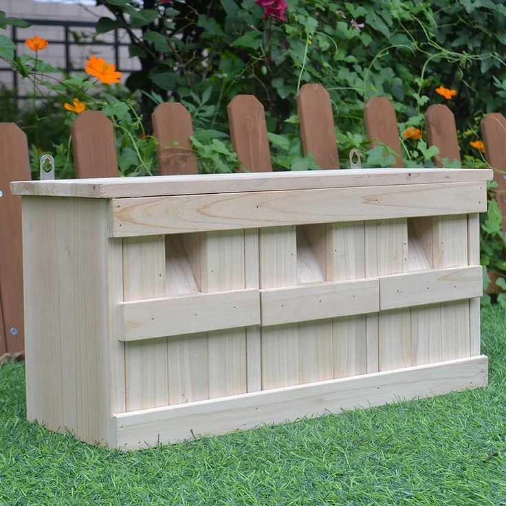 Nistkasten mit 3 Nistkammern Spatzenhaus Kolonienbrüter Spatzenvilla Vogelhaus – Bild 3