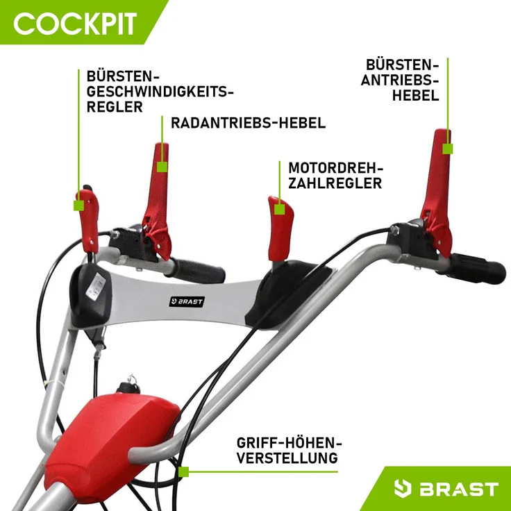 Brast Benzin Kehrmaschine Laubsammler Schneeschieber XXL Premium 4,8kW(6,5PS) 100cm Breite Elektrostart Schneeketten 3 in 1 Gerät – Bild 8