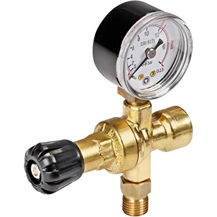 ROTHENBERGER Industrial Druckminderer für Einweg-Gasflaschen (CO2/Argon/Mix), für Schweißgeräte, M10 x 1RH Anschluss, max. 130 bar Prüfüberdruck mit Sicherheitsmanometer – Bild 1