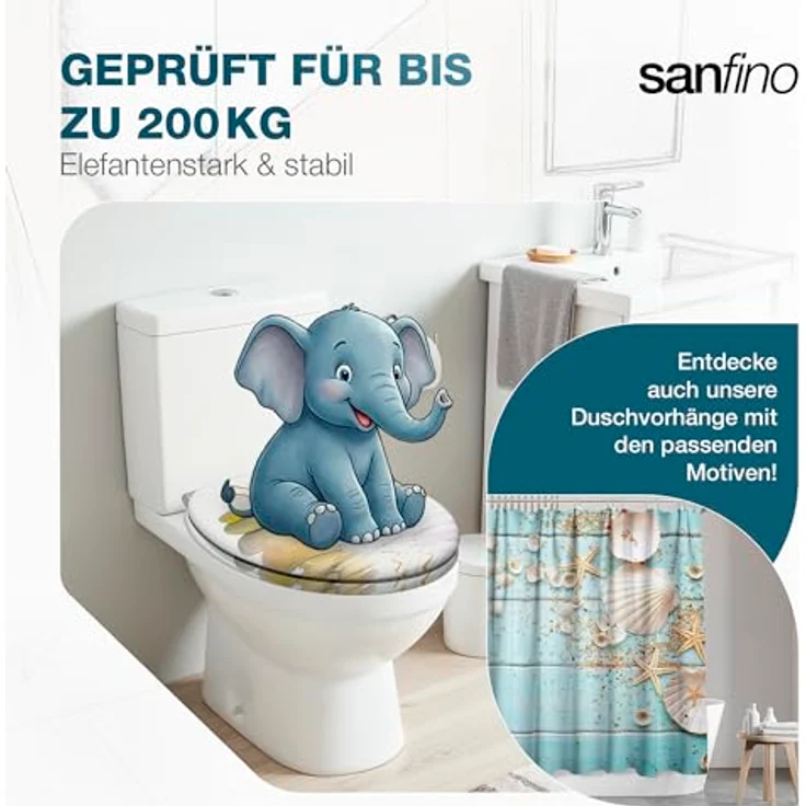 Sanfino WC Sitz Balance ll, Toilettendeckel aus Holz mit Absenkautomatik, Design in Weiß-Flieder mit Stein-Motiv, verchromte Metallscharniere – Bild 8