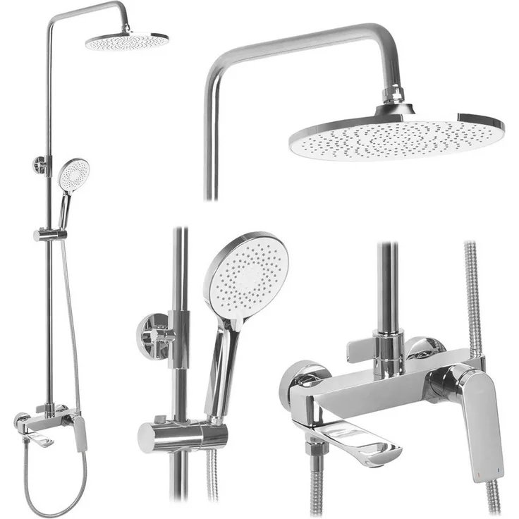 wohnwerk.idee Duschsystem Avalon, Duscharmatur mit Regendusche (Ø 25 cm) und Wannenauslauf, Gold Matt Schwarz Grau Kupfer