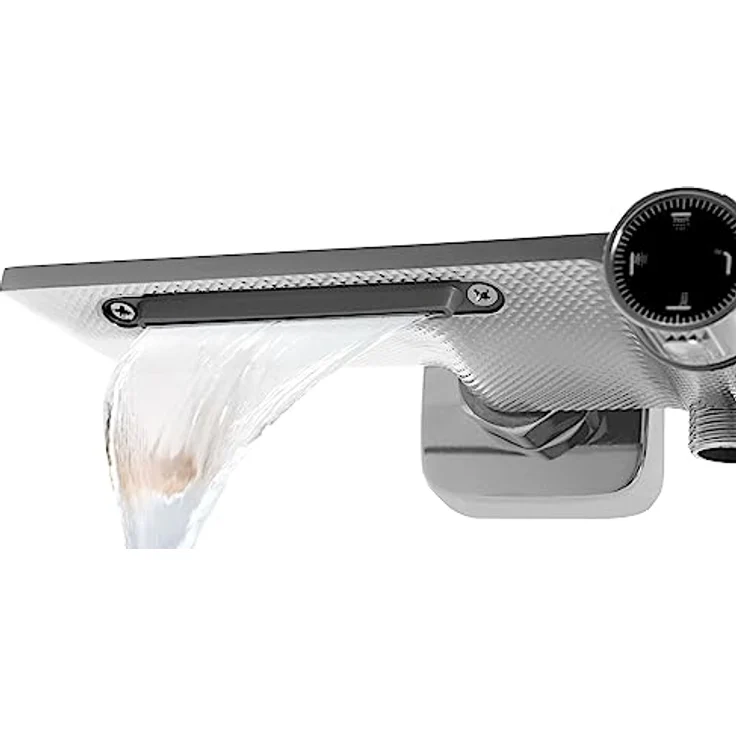 Rea Duschsystem HELIX, Duschset mit Duscharmatur, Regendusche 20x30 cm, Messingkopfbrause, Chrom – Bild 5