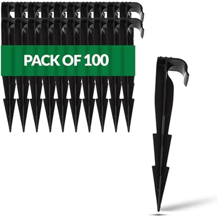 GARDENIX AquaPEG Gartenschlauch Anker, 100 Stück Bodenspiess aus UV-beständigem Kunststoff, stabile Befestigung für Tropfschlauch und Perlschlauch – Bild 1