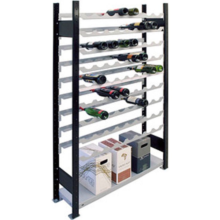SCHULTE Anbauregal 26863, Lagerregal schwarz/silber, 12 Ebenen für 96 Flaschen, 100,0 x 25,0 x 230,0 cm