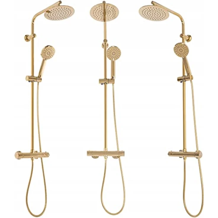wohnwerk.idee Duschsystem Duschgarnitur mit Thermostat Bliss Matt Gold, 2 Strahlart(en) – Bild 4