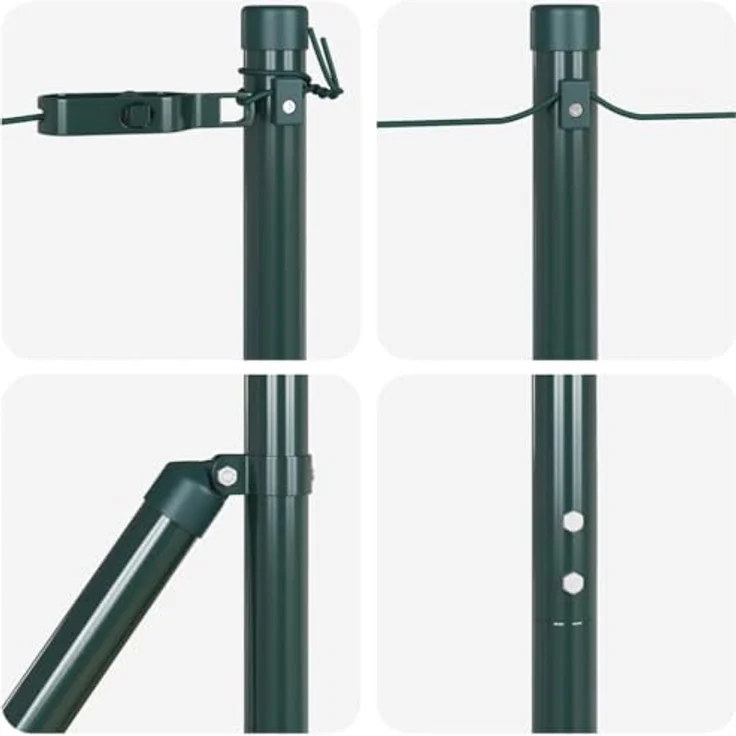 vidaXL Zaunpfosten Set, 13 Stück, grün, Ø32 mm, 150 cm, verzinkter Stahl, wetterbeständig, ideal für Außenbereiche – Bild 6