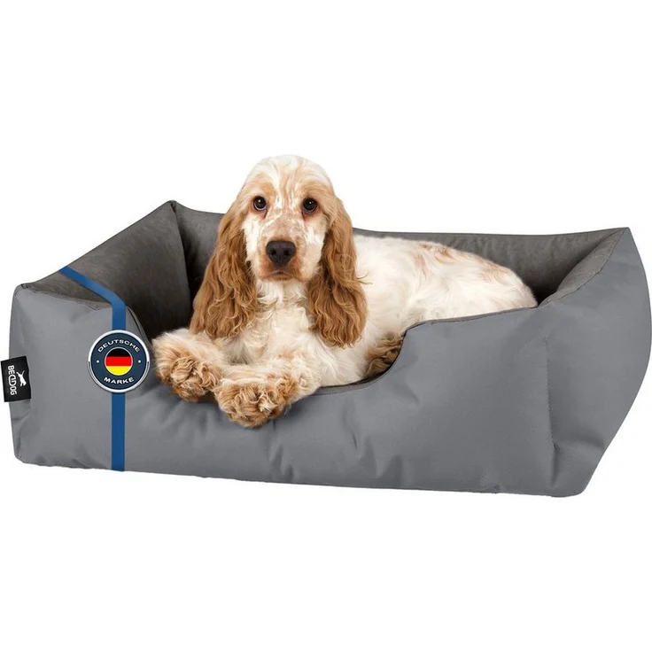 BedDog Hundebett ZARA mit Rand, Bezug abnehmbar, körperunterstützend, pflegeleicht, 70x55 cm - Grau – Bild 1
