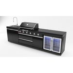 GORILLER® BLACKBACK M6 Outdoor-Küche, Gasgrill mit Doppel-Kühlschrank und Waschbecken, Edelstahl, Schwarz